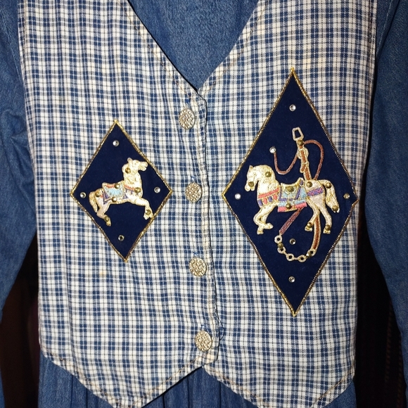 Green Field Denim Dress With Vest M - Picture 2 of 5